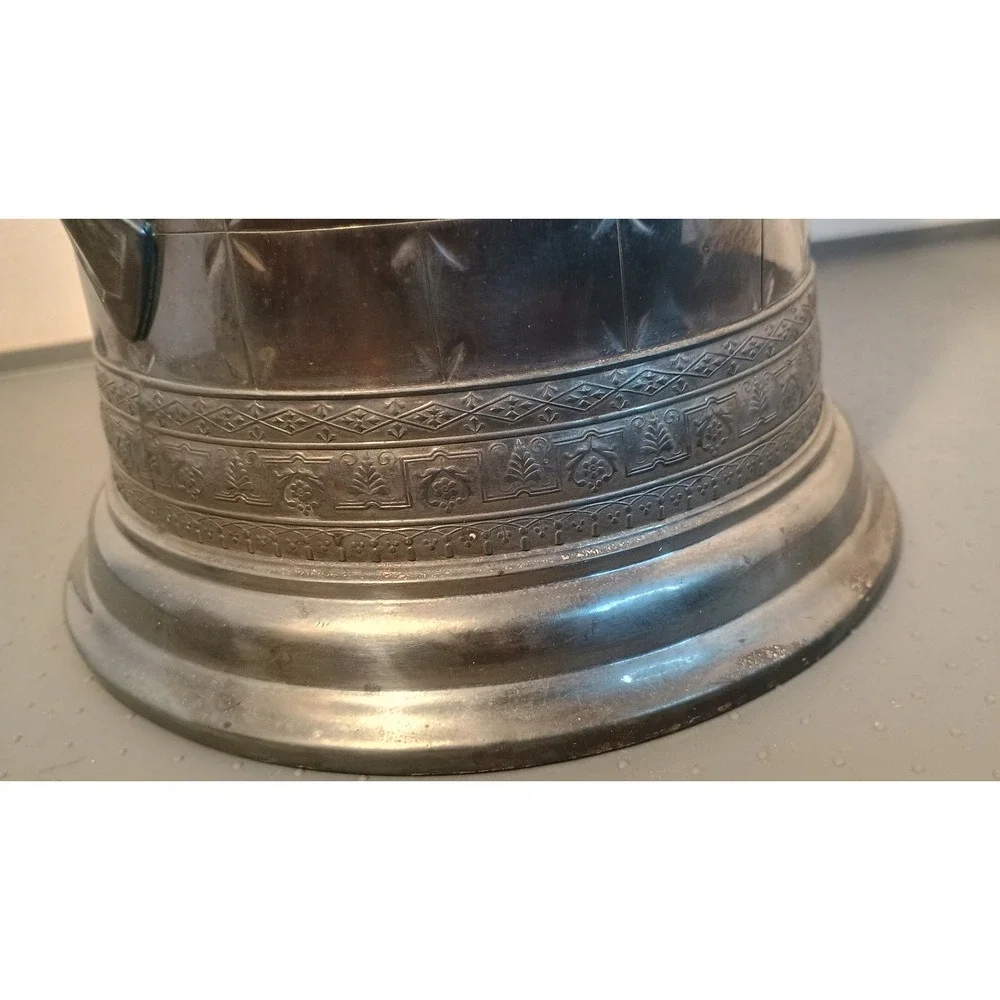 Benedict Rogers Silver Co Pitcher Antique 8.5in Silver Plated Etched Floral BRC2
